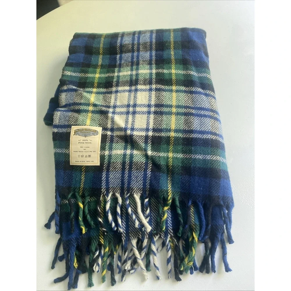 Vintage Faribault Woolen Blackwatch Tartan Plaid WOOL Throw Blanket 51
